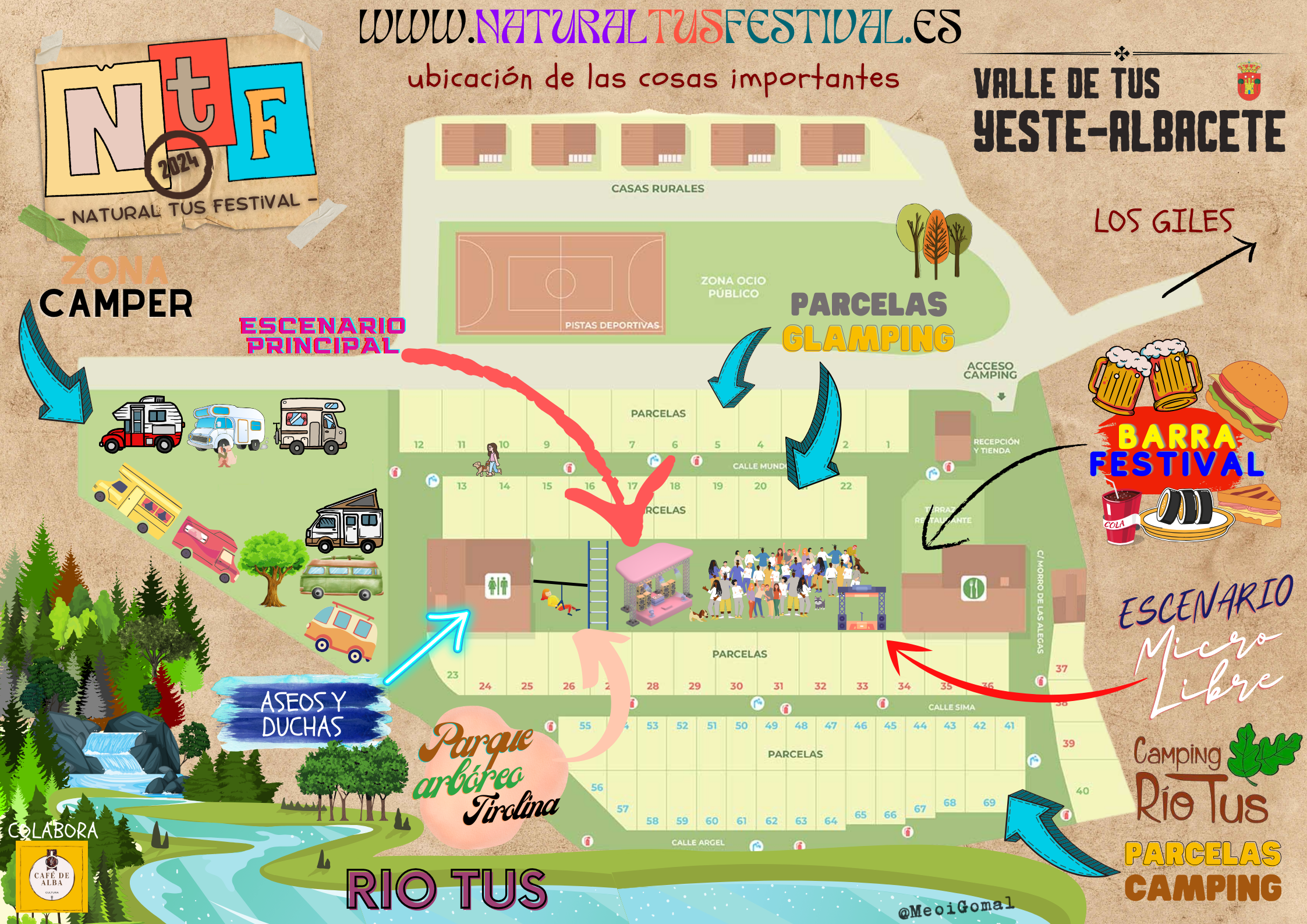Mapa de Camping Rio Tus - Natural Tus Festival 2023